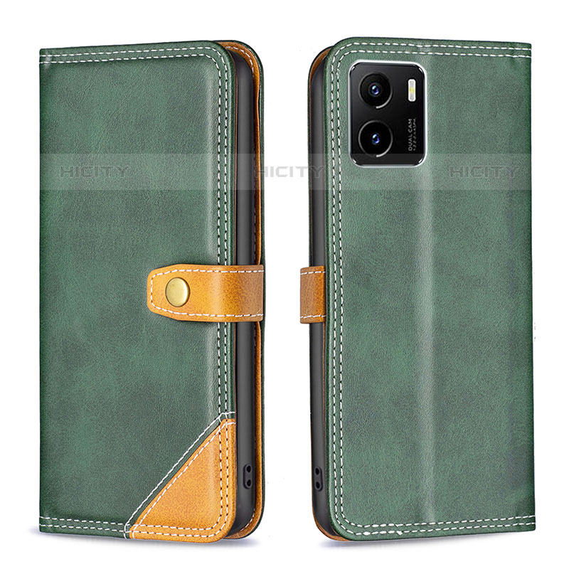 Coque Portefeuille Livre Cuir Etui Clapet B14F pour Vivo iQOO U5x Vert Plus