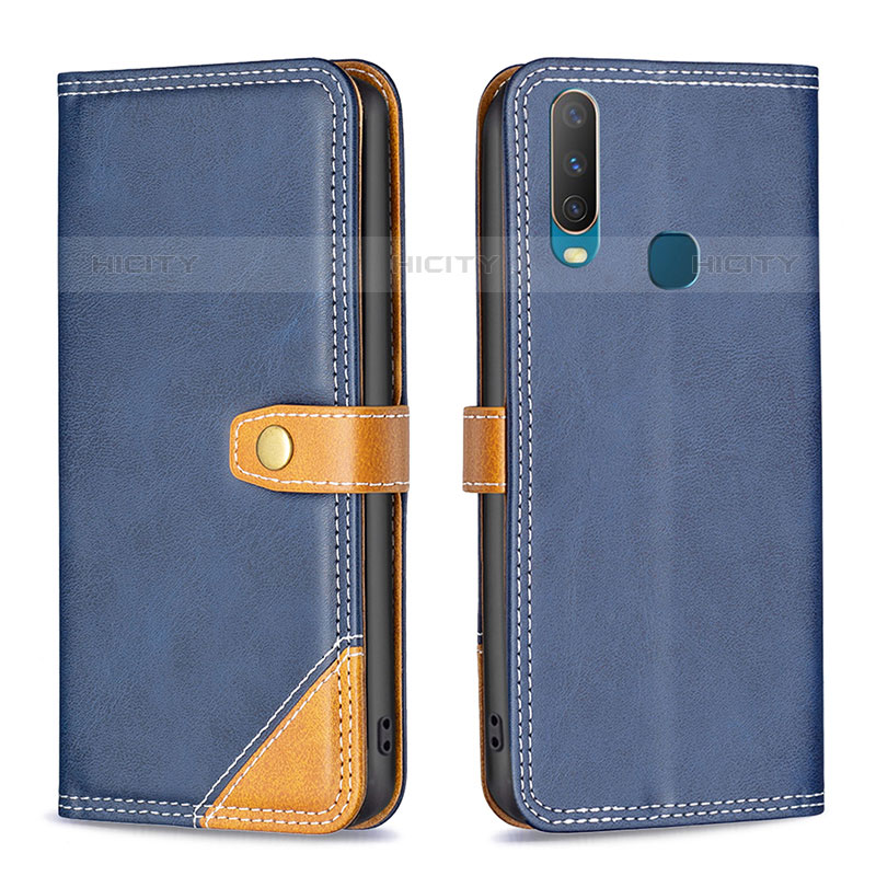 Coque Portefeuille Livre Cuir Etui Clapet B14F pour Vivo Y11 Bleu Plus