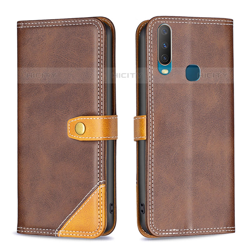 Coque Portefeuille Livre Cuir Etui Clapet B14F pour Vivo Y11 Marron Plus