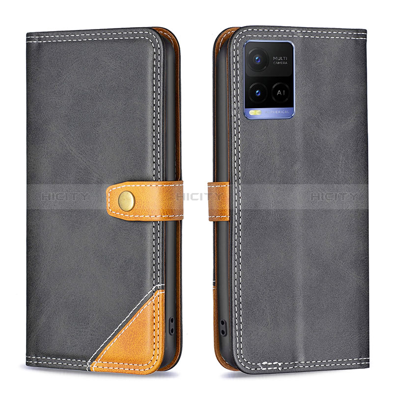 Coque Portefeuille Livre Cuir Etui Clapet B14F pour Vivo Y21s Noir Plus