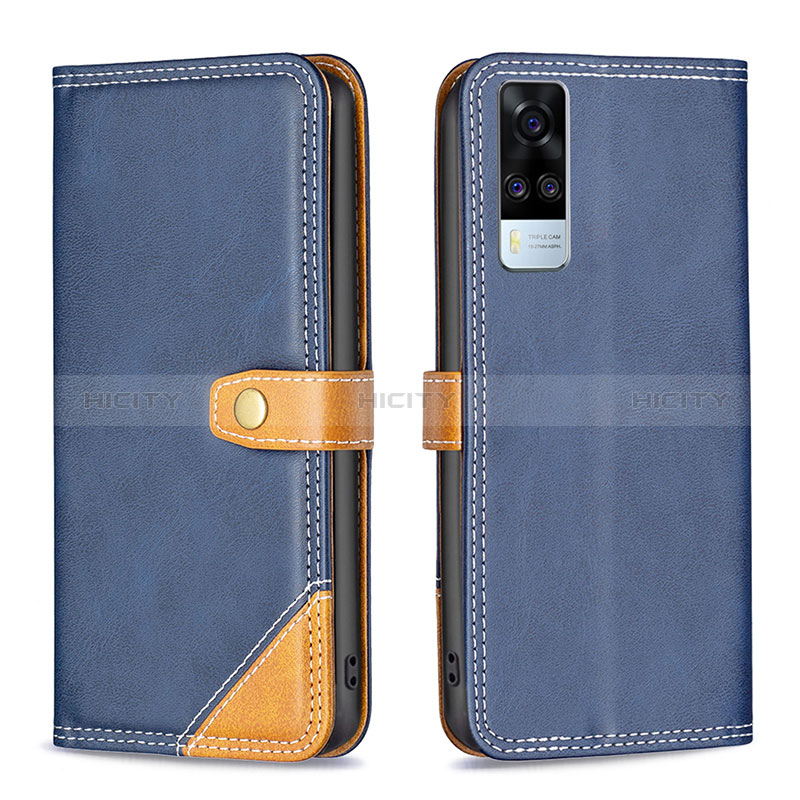 Coque Portefeuille Livre Cuir Etui Clapet B14F pour Vivo Y31 (2021) Bleu Plus