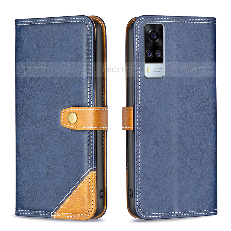 Coque Portefeuille Livre Cuir Etui Clapet B14F pour Vivo Y51A Bleu Plus