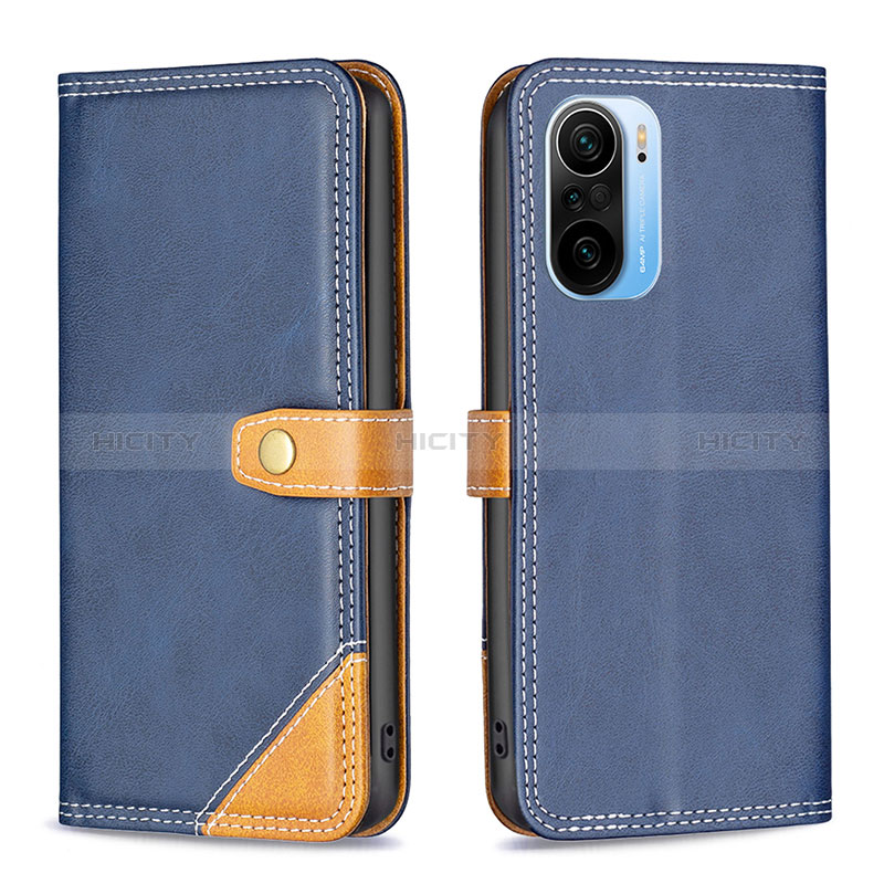 Coque Portefeuille Livre Cuir Etui Clapet B14F pour Xiaomi Mi 11i 5G Bleu Plus