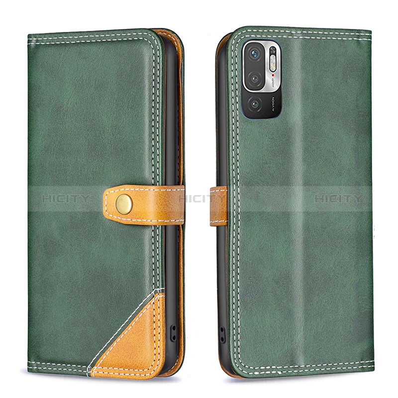 Coque Portefeuille Livre Cuir Etui Clapet B14F pour Xiaomi POCO M3 Pro 5G Vert Plus