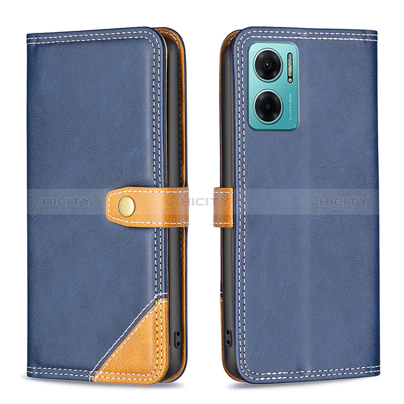 Coque Portefeuille Livre Cuir Etui Clapet B14F pour Xiaomi Redmi 10 5G Bleu Plus