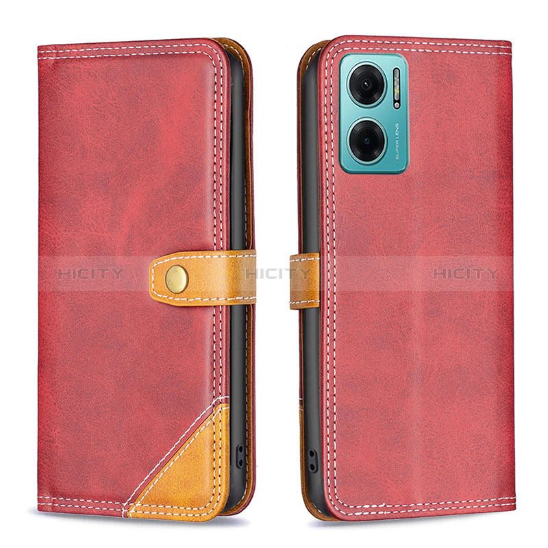 Coque Portefeuille Livre Cuir Etui Clapet B14F pour Xiaomi Redmi 10 5G Rouge Plus