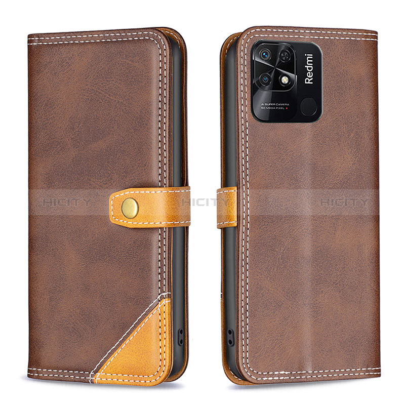 Coque Portefeuille Livre Cuir Etui Clapet B14F pour Xiaomi Redmi 10C 4G Marron Plus