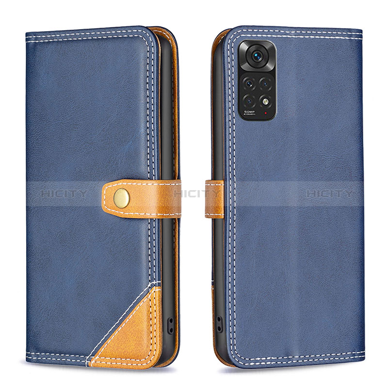 Coque Portefeuille Livre Cuir Etui Clapet B14F pour Xiaomi Redmi Note 11S 4G Bleu Plus