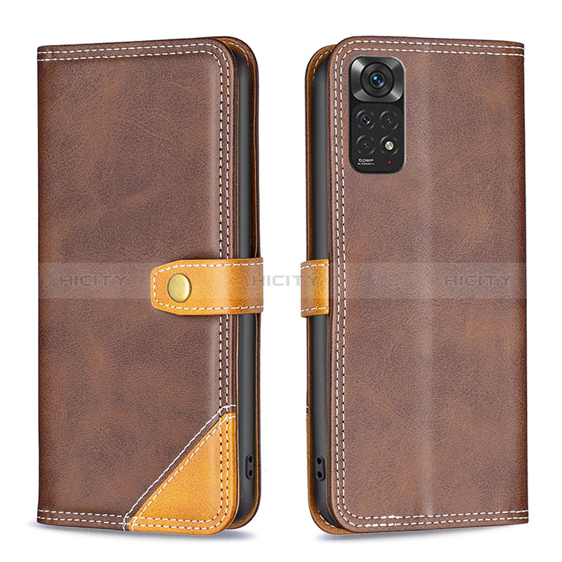 Coque Portefeuille Livre Cuir Etui Clapet B14F pour Xiaomi Redmi Note 11S 4G Marron Plus