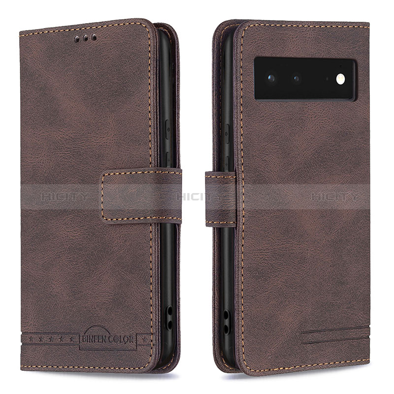 Coque Portefeuille Livre Cuir Etui Clapet B15F pour Google Pixel 6 5G Marron Plus