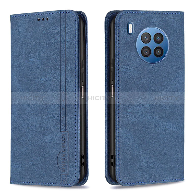 Coque Portefeuille Livre Cuir Etui Clapet B15F pour Huawei Honor 50 Lite Bleu Plus