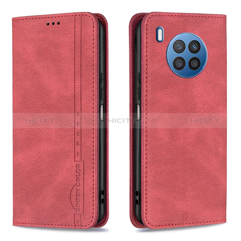 Coque Portefeuille Livre Cuir Etui Clapet B15F pour Huawei Honor 50 Lite Rouge Plus