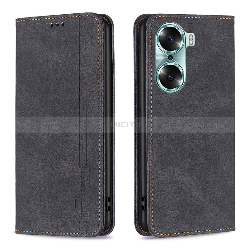 Coque Portefeuille Livre Cuir Etui Clapet B15F pour Huawei Honor 60 5G Noir Plus