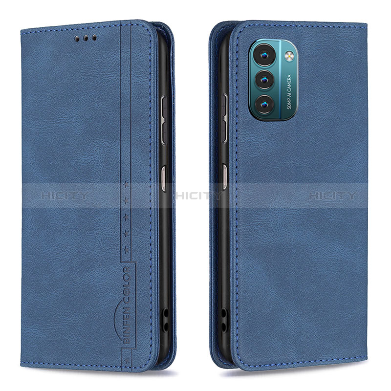 Coque Portefeuille Livre Cuir Etui Clapet B15F pour Nokia G21 Bleu Plus