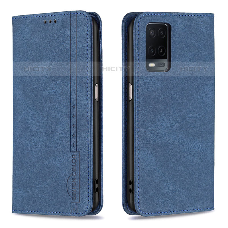 Coque Portefeuille Livre Cuir Etui Clapet B15F pour Oppo A54 4G Bleu Plus