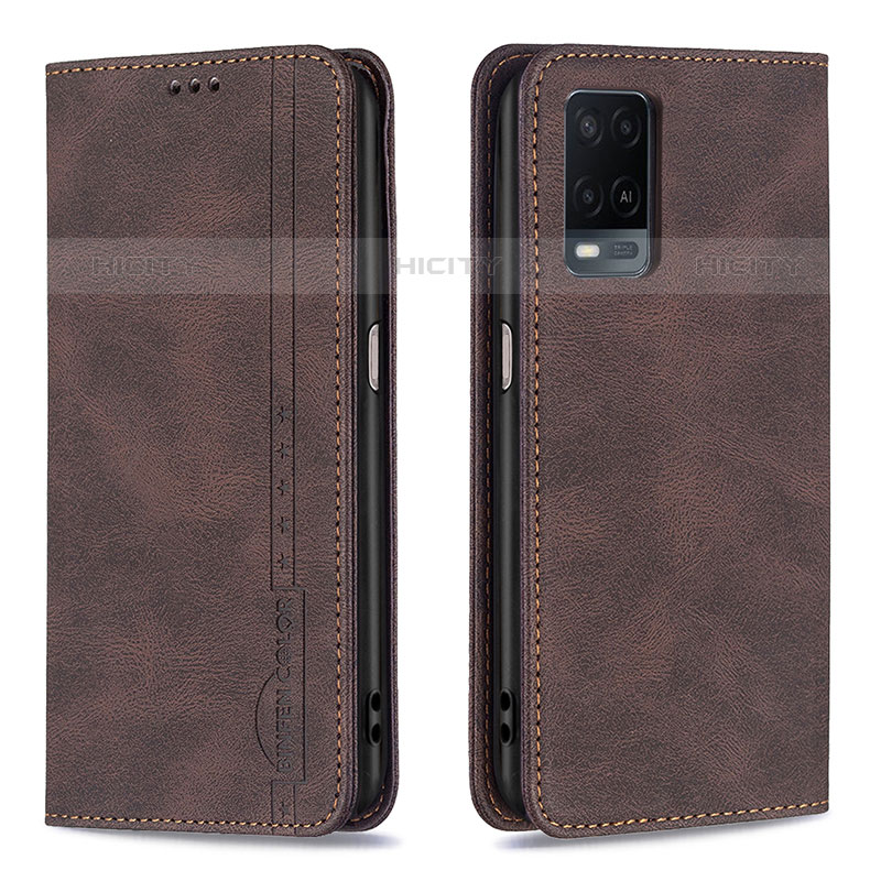 Coque Portefeuille Livre Cuir Etui Clapet B15F pour Oppo A54 4G Marron Plus