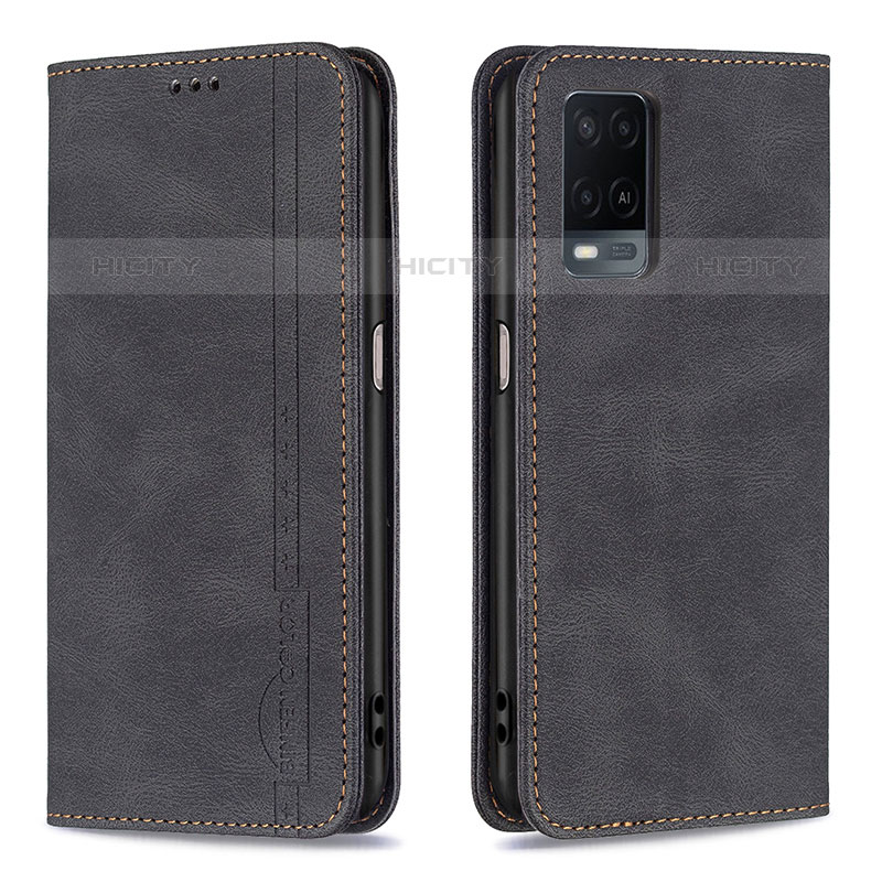 Coque Portefeuille Livre Cuir Etui Clapet B15F pour Oppo A54 4G Noir Plus