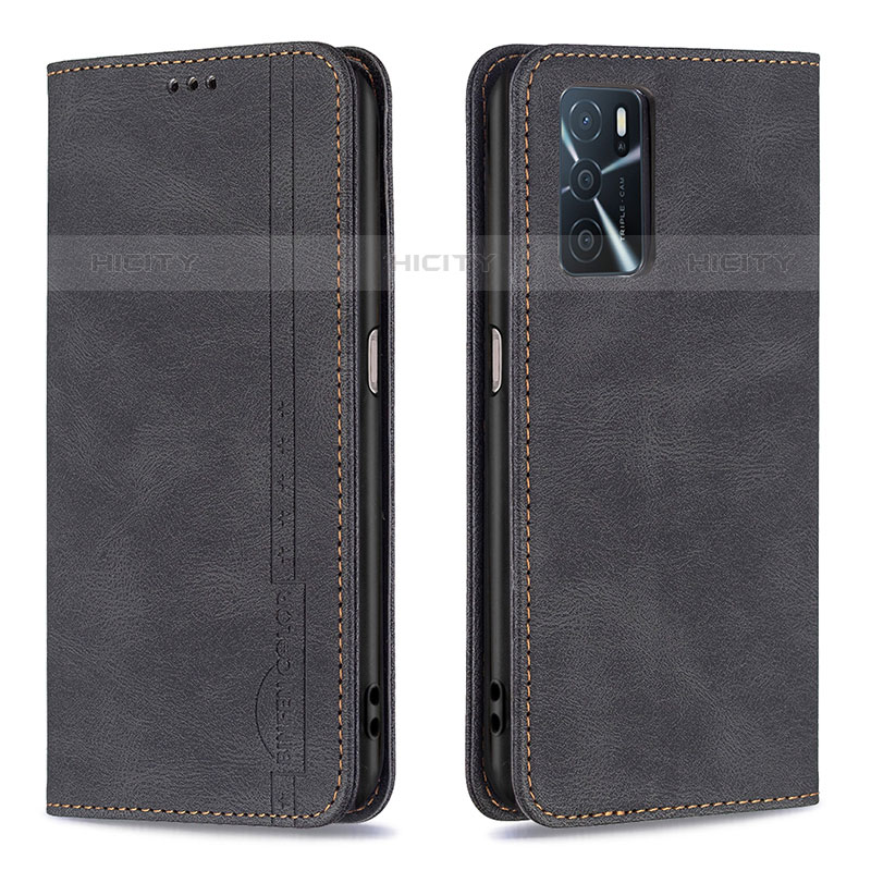 Coque Portefeuille Livre Cuir Etui Clapet B15F pour Oppo A54s Noir Plus