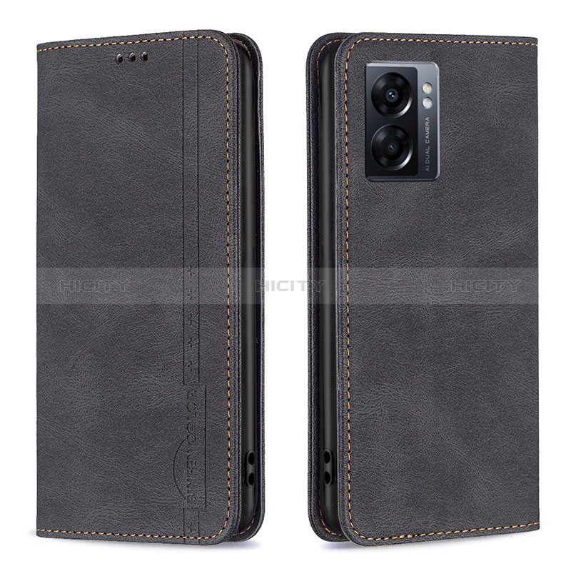 Coque Portefeuille Livre Cuir Etui Clapet B15F pour Oppo A56S 5G Noir Plus