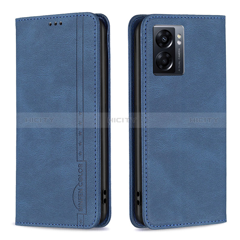 Coque Portefeuille Livre Cuir Etui Clapet B15F pour Oppo A57 5G Bleu Plus