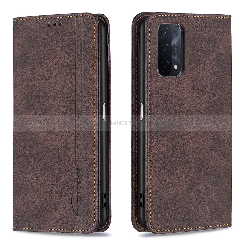 Coque Portefeuille Livre Cuir Etui Clapet B15F pour Oppo A74 5G Marron Plus