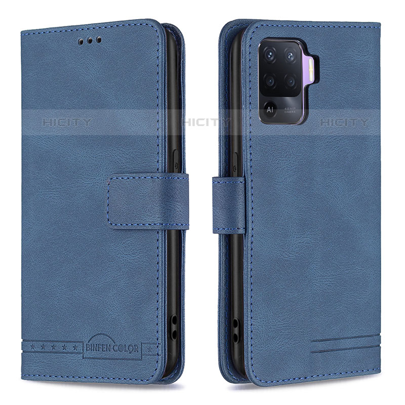 Coque Portefeuille Livre Cuir Etui Clapet B15F pour Oppo A94 4G Bleu Plus