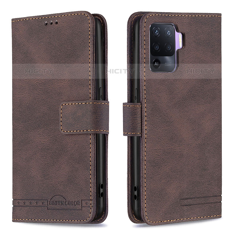 Coque Portefeuille Livre Cuir Etui Clapet B15F pour Oppo F19 Pro Marron Plus