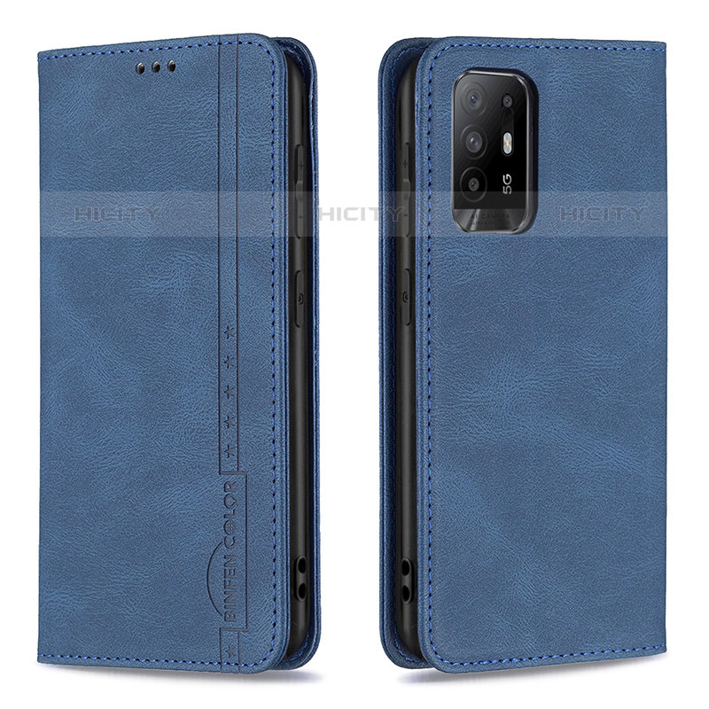 Coque Portefeuille Livre Cuir Etui Clapet B15F pour Oppo F19 Pro+ Plus 5G Bleu Plus