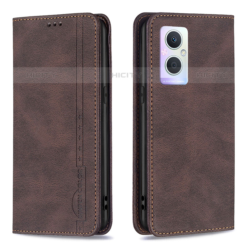 Coque Portefeuille Livre Cuir Etui Clapet B15F pour Oppo Reno8 Lite 5G Marron Plus