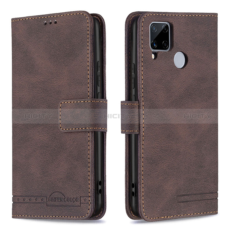 Coque Portefeuille Livre Cuir Etui Clapet B15F pour Realme 7i RMX2193 Marron Plus