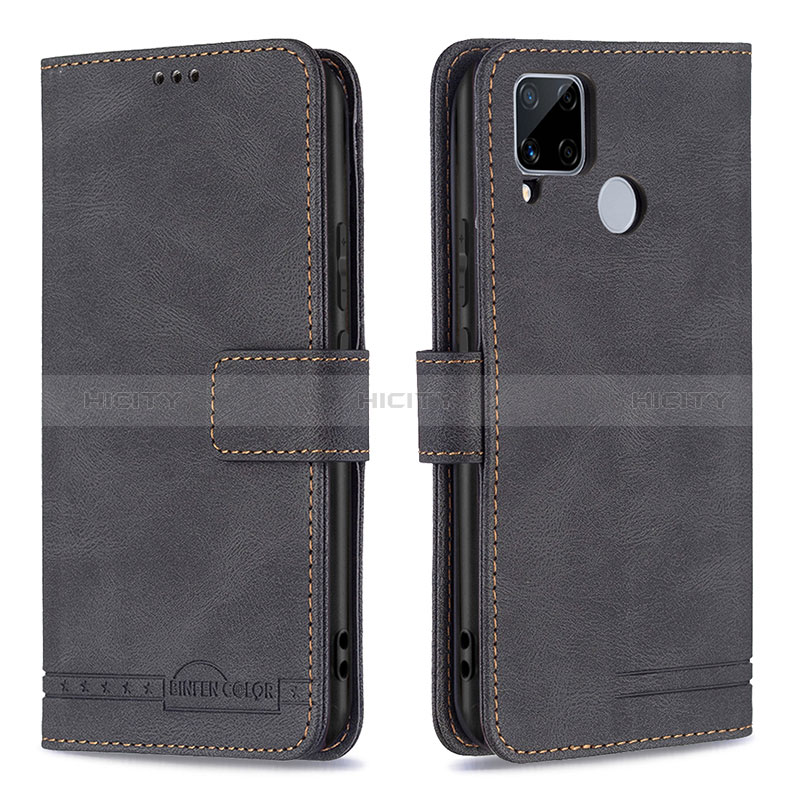 Coque Portefeuille Livre Cuir Etui Clapet B15F pour Realme 7i RMX2193 Noir Plus