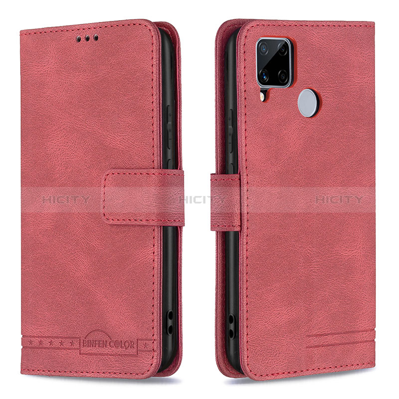 Coque Portefeuille Livre Cuir Etui Clapet B15F pour Realme 7i RMX2193 Rouge Plus