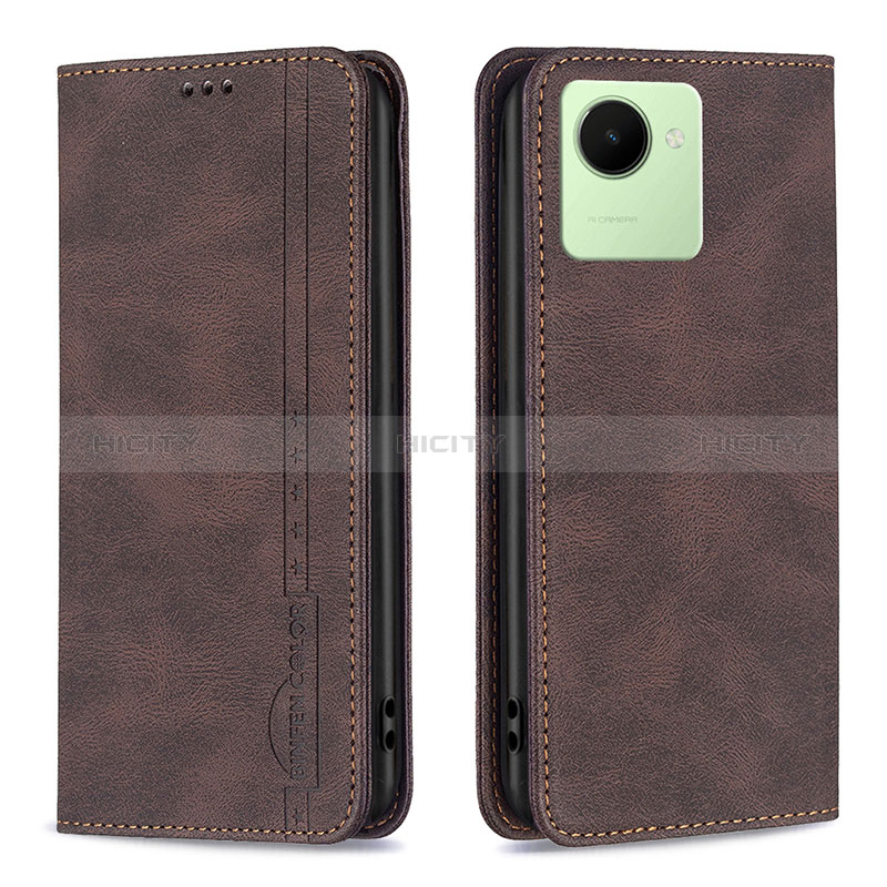 Coque Portefeuille Livre Cuir Etui Clapet B15F pour Realme C30s Marron Plus