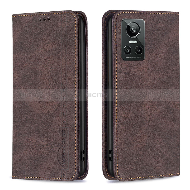 Coque Portefeuille Livre Cuir Etui Clapet B15F pour Realme GT Neo3 5G Marron Plus