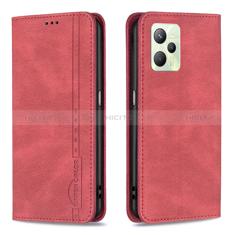 Coque Portefeuille Livre Cuir Etui Clapet B15F pour Realme Narzo 50A Prime Rouge Plus