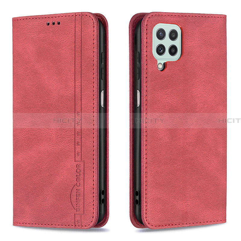 Coque Portefeuille Livre Cuir Etui Clapet B15F pour Samsung Galaxy A22 4G Rouge Plus