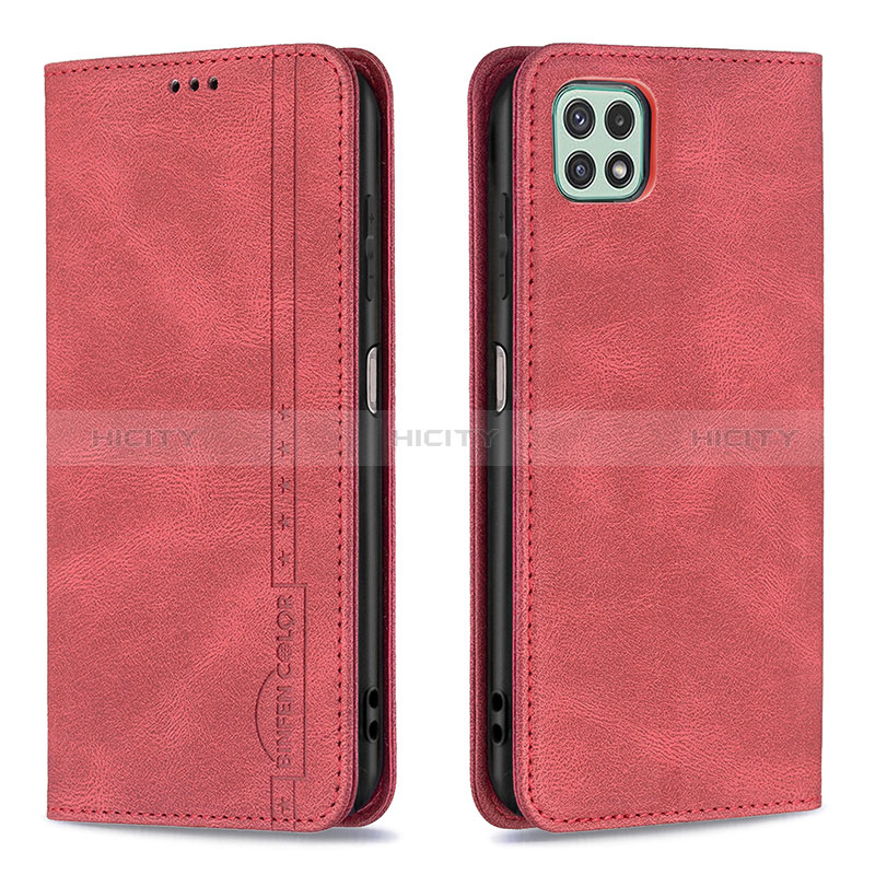 Coque Portefeuille Livre Cuir Etui Clapet B15F pour Samsung Galaxy A22s 5G Rouge Plus