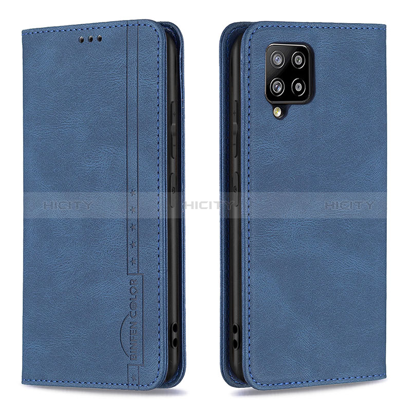 Coque Portefeuille Livre Cuir Etui Clapet B15F pour Samsung Galaxy A42 5G Bleu Plus