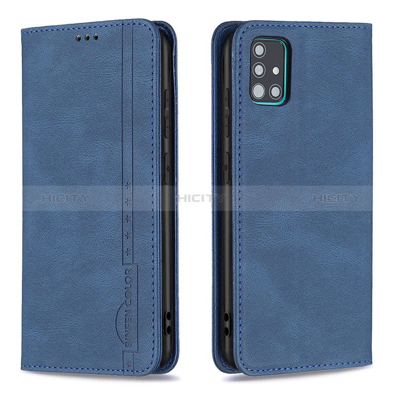 Coque Portefeuille Livre Cuir Etui Clapet B15F pour Samsung Galaxy A51 5G Bleu Plus