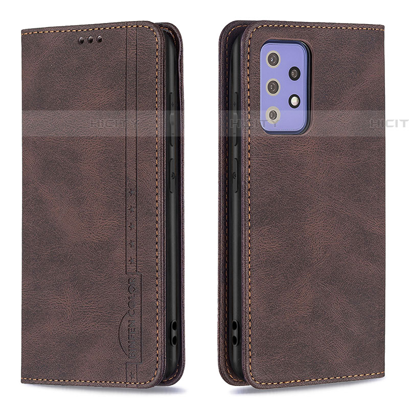 Coque Portefeuille Livre Cuir Etui Clapet B15F pour Samsung Galaxy A72 4G Marron Plus