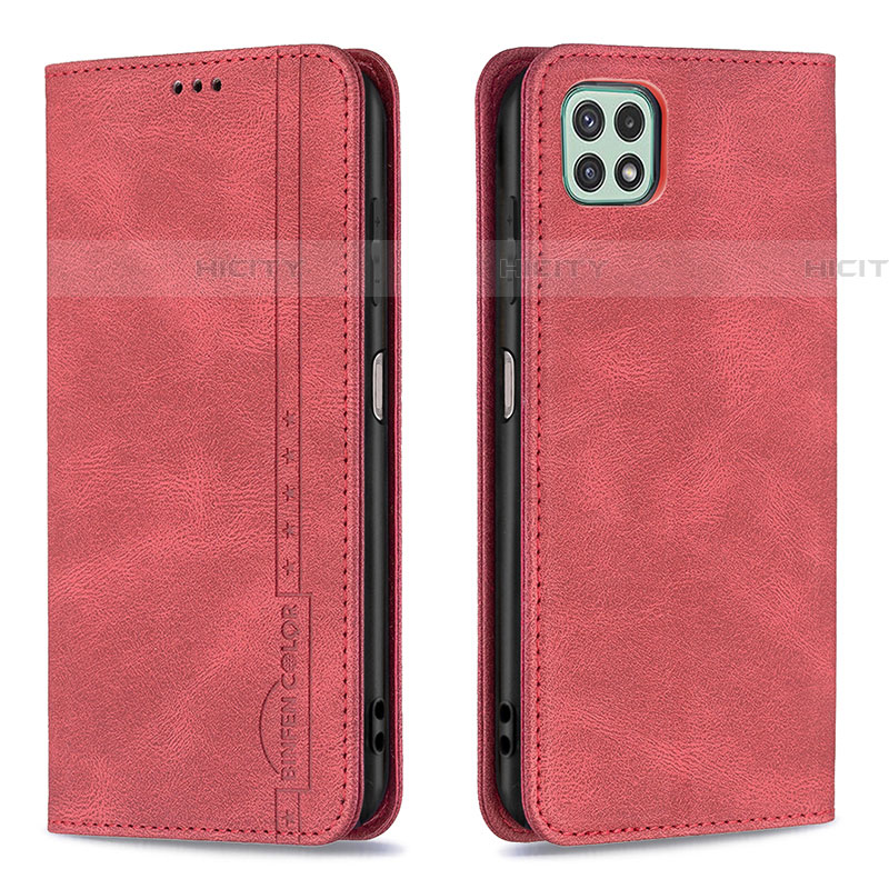 Coque Portefeuille Livre Cuir Etui Clapet B15F pour Samsung Galaxy F42 5G Rouge Plus