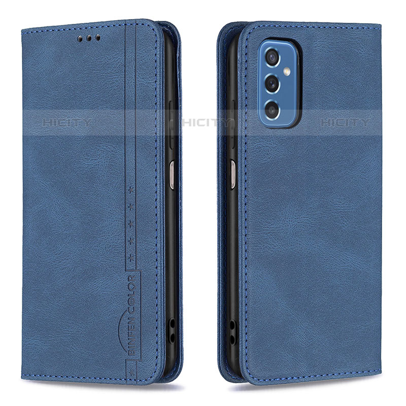 Coque Portefeuille Livre Cuir Etui Clapet B15F pour Samsung Galaxy M52 5G Bleu Plus