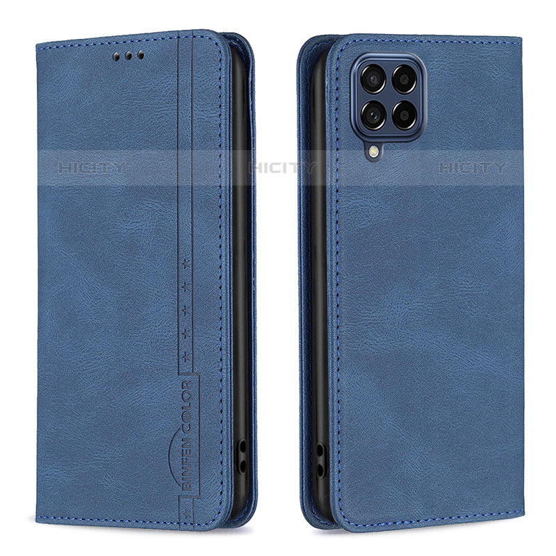 Coque Portefeuille Livre Cuir Etui Clapet B15F pour Samsung Galaxy M53 5G Bleu Plus