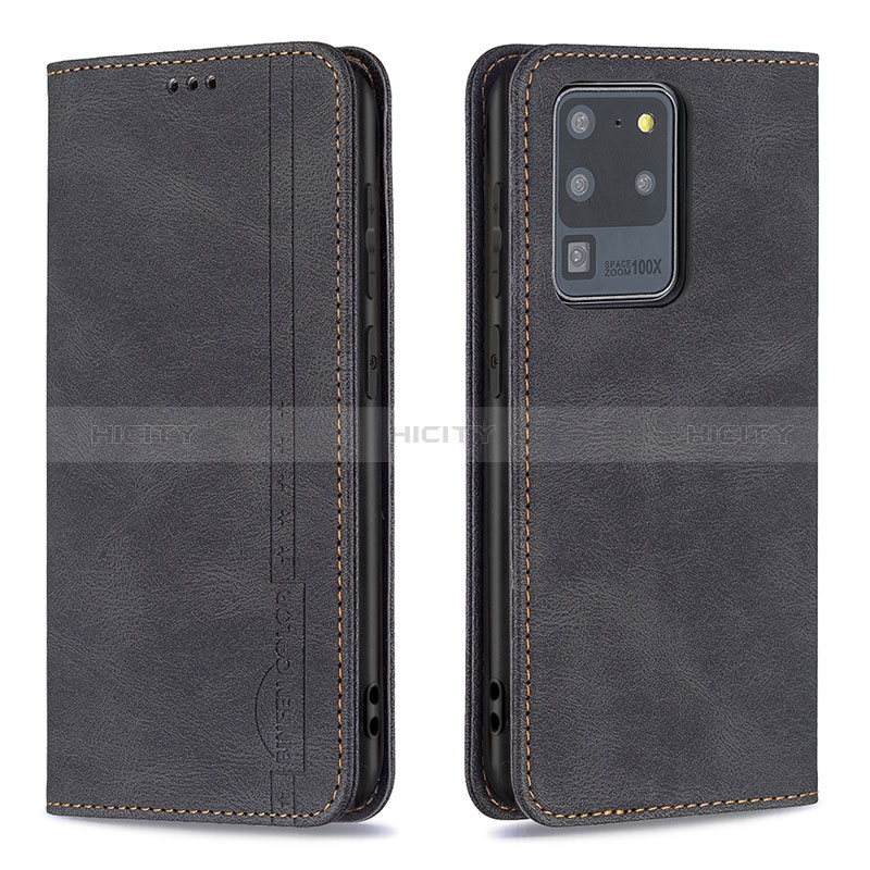 Coque Portefeuille Livre Cuir Etui Clapet B15F pour Samsung Galaxy S20 Ultra 5G Noir Plus