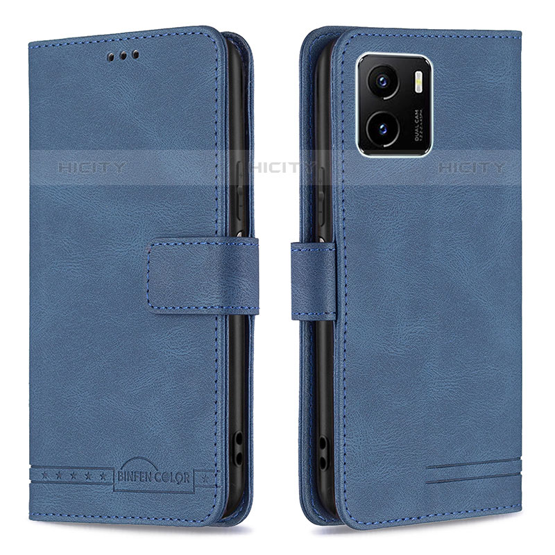 Coque Portefeuille Livre Cuir Etui Clapet B15F pour Vivo iQOO U5x Bleu Plus