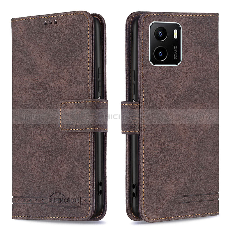 Coque Portefeuille Livre Cuir Etui Clapet B15F pour Vivo Y01 Marron Plus