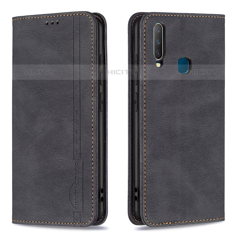 Coque Portefeuille Livre Cuir Etui Clapet B15F pour Vivo Y12 Noir Plus