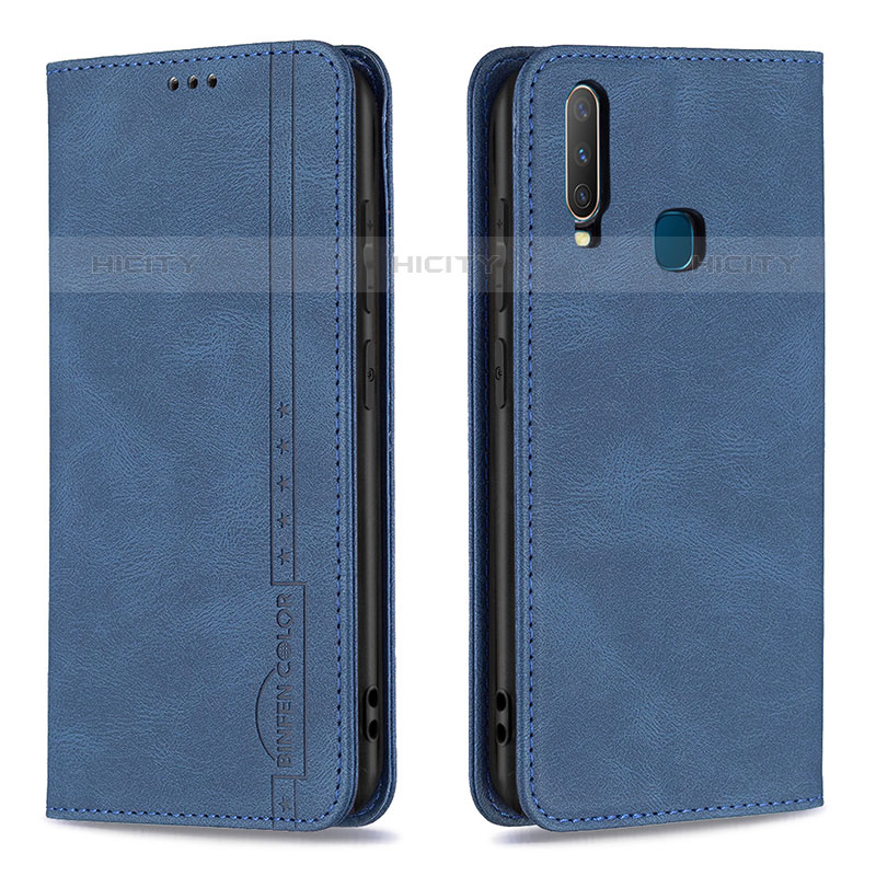 Coque Portefeuille Livre Cuir Etui Clapet B15F pour Vivo Y15 Bleu Plus