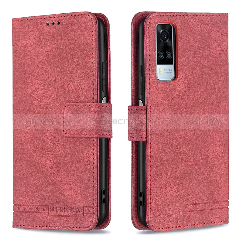 Coque Portefeuille Livre Cuir Etui Clapet B15F pour Vivo Y31 (2021) Rouge Plus