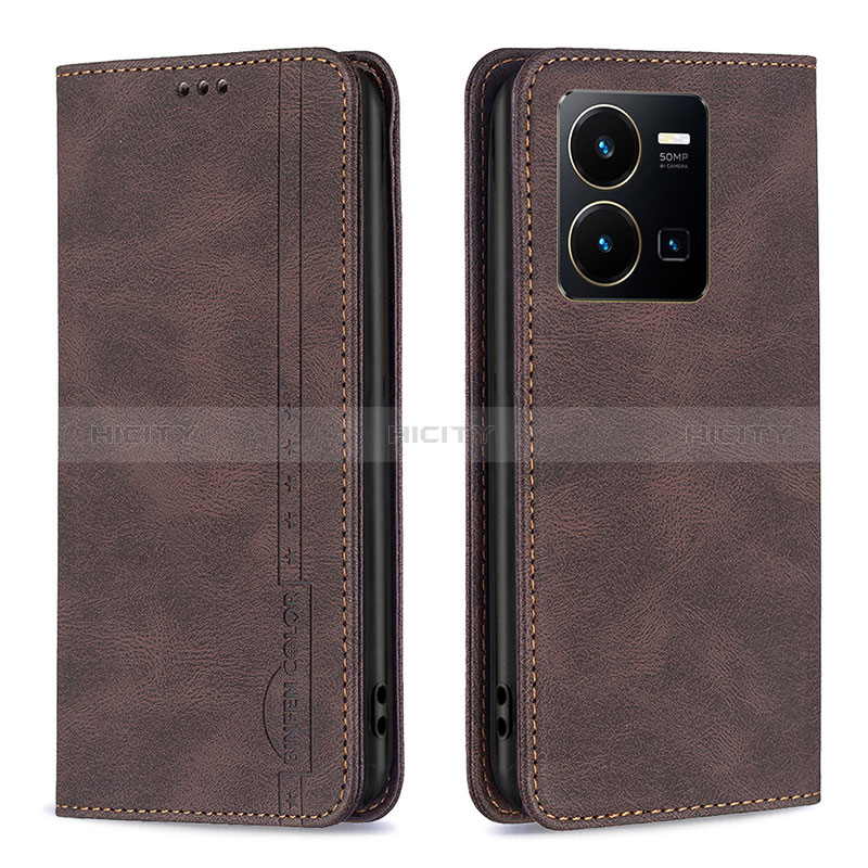 Coque Portefeuille Livre Cuir Etui Clapet B15F pour Vivo Y35 4G Marron Plus